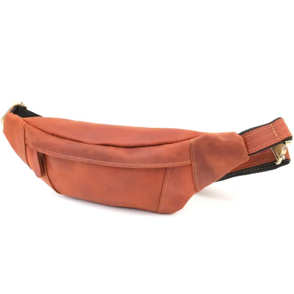 Практична сумка-бананка для чоловіків із натуральної вінтажної шкіри Shvigel 23122 Рудий