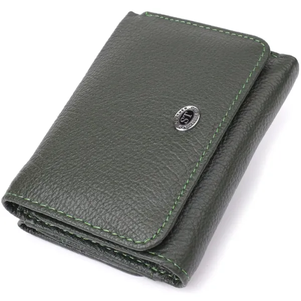 Жіночий гаманець компактного розміру з натуральної шкіри ST Leather 23072 Зелений