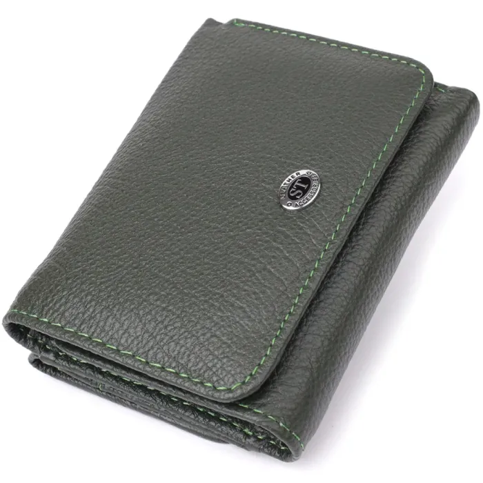 Жіночий гаманець компактного розміру з натуральної шкіри ST Leather 23072 Зелений
