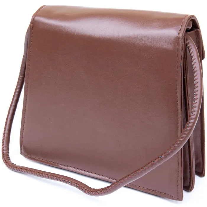 Горизонтальна сумка з лініями зі шкірозамінника Vintage 14933 Коричнева