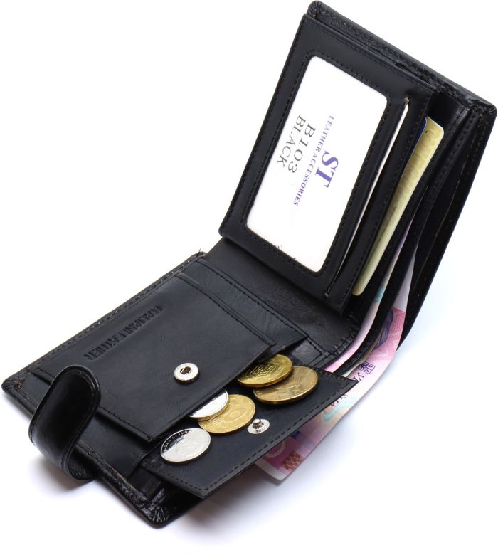 Стильне шкіряне портмоне ST Leather В 103 Чорний