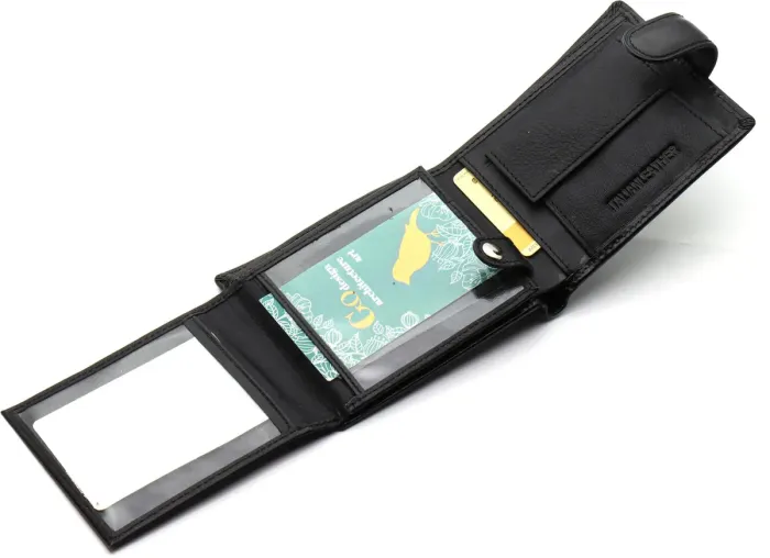 Класичне чоловіче портмоне з натуральної шкіри ST Leather ST102 Чорний