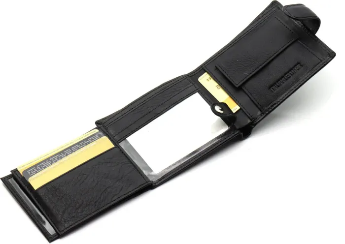 Класичне чоловіче портмоне з натуральної шкіри ST Leather ST102 Чорний