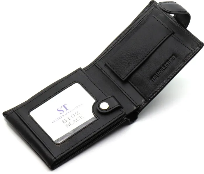Класичне чоловіче портмоне з натуральної шкіри ST Leather ST102 Чорний