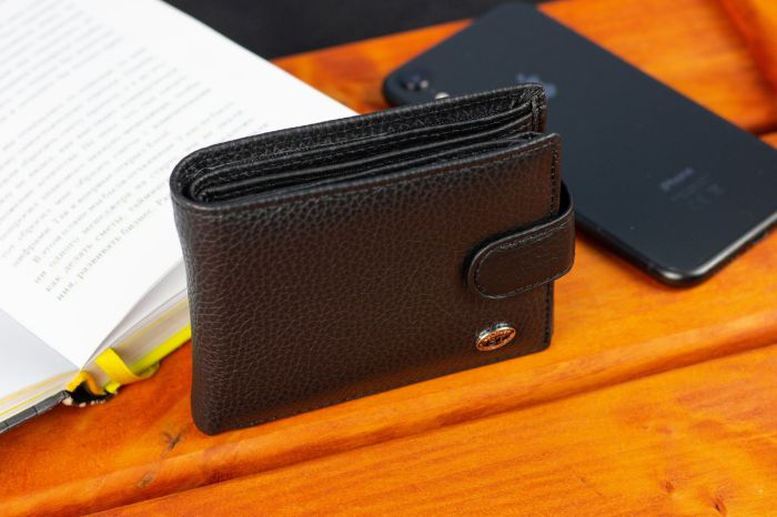 Класичне чоловіче портмоне з натуральної шкіри ST Leather ST102 Чорний
