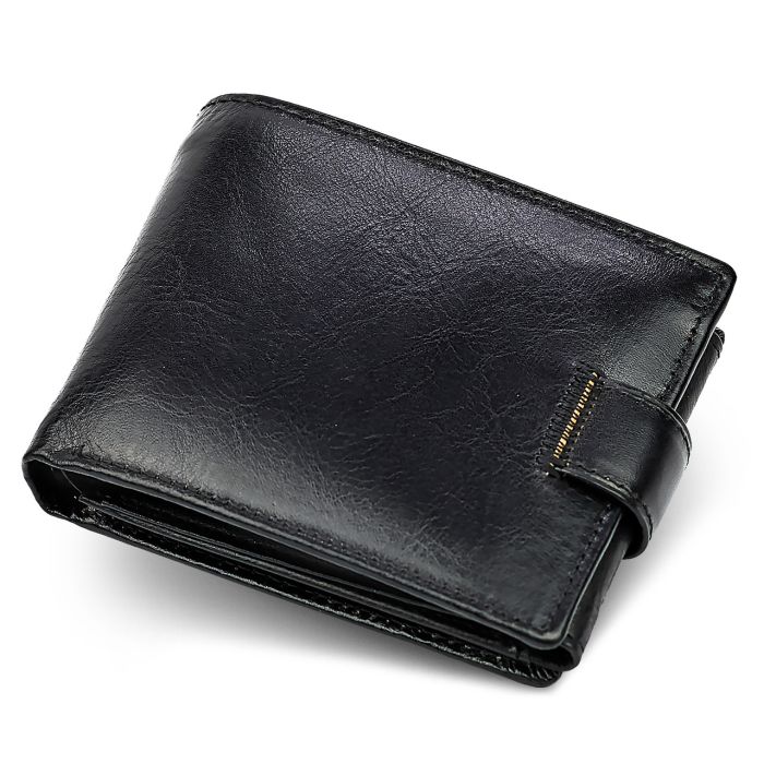 Класичне чоловіче портмоне з натуральної шкіри ST Leather В102 Чорний