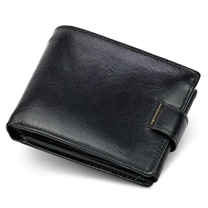 Класичне чоловіче портмоне з натуральної шкіри ST Leather В102 Чорний