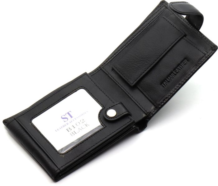 Класичне чоловіче портмоне з натуральної шкіри ST Leather В102 Чорний