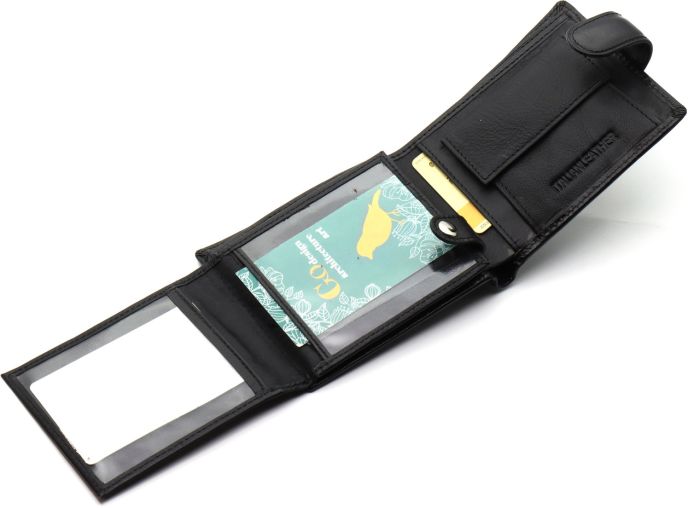 Класичне чоловіче портмоне з натуральної шкіри ST Leather В102 Чорний