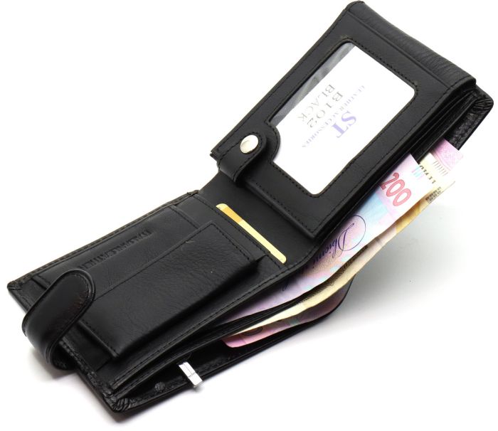 Класичне чоловіче портмоне з натуральної шкіри ST Leather В102 Чорний