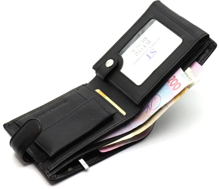 Класичне чоловіче портмоне з натуральної шкіри ST Leather В102 Чорний