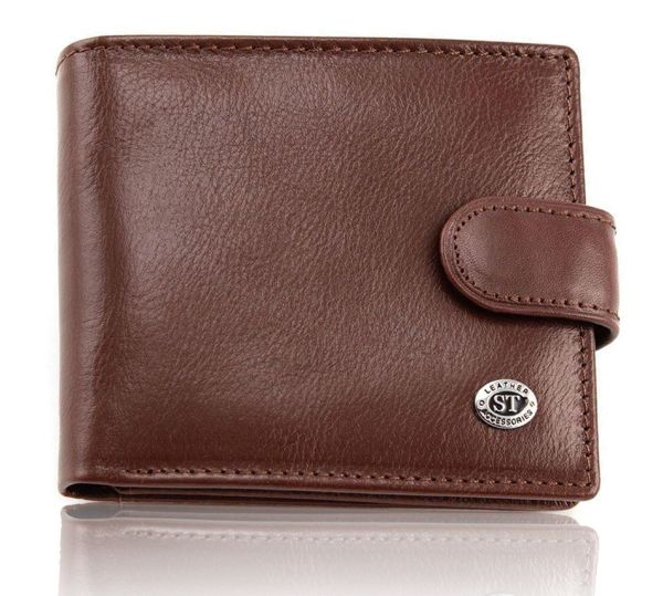 Стильне шкіряне чоловіче портмоне ST Leather В103 Коричневий