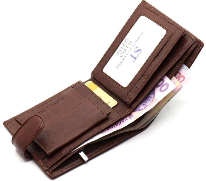 Стильне шкіряне чоловіче портмоне ST Leather В103 Коричневий