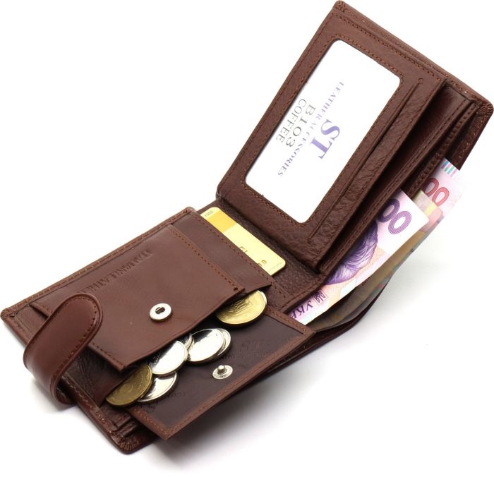 Стильне шкіряне чоловіче портмоне ST Leather В103 Коричневий