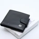 Шкіряне чоловіче портмоне на кнопці ST Leather ST104 Чорний