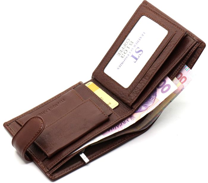 Коричневе чоловіче портмоне з натуральної шкіри з фіксацією ST Leather ST103
