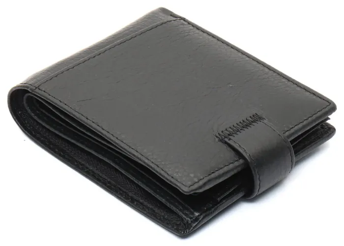 Чорне чоловіче портмоне з натуральної шкіри з фіксацією ST Leather ST103