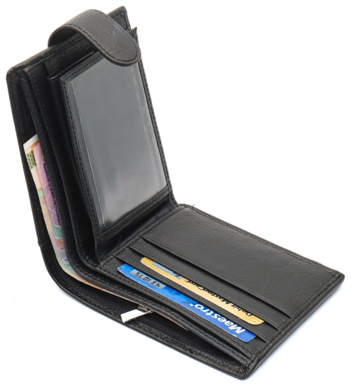 Чорне чоловіче портмоне з натуральної шкіри з фіксацією ST Leather ST103
