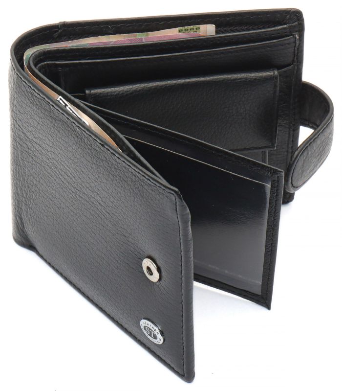 Чорне чоловіче портмоне з натуральної шкіри з фіксацією ST Leather ST103