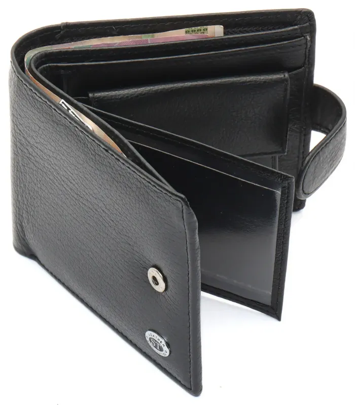 Чорне чоловіче портмоне з натуральної шкіри з фіксацією ST Leather ST103
