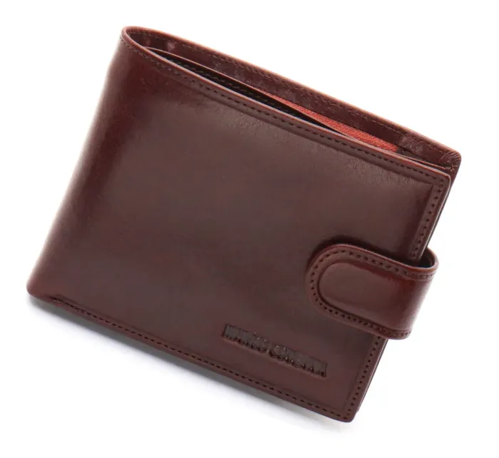 Коричневе чоловіче портмоне на кнопці з натуральної шкіри Marco Coverna B047-802