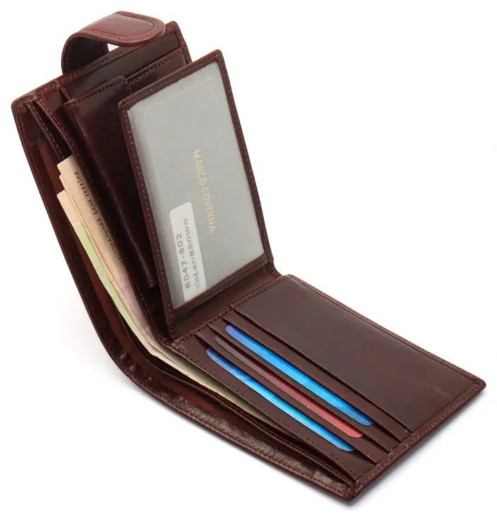 Коричневе чоловіче портмоне на кнопці з натуральної шкіри Marco Coverna B047-802