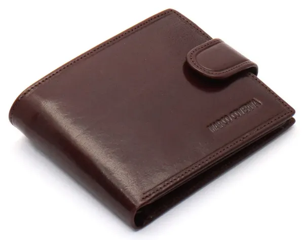 Коричневе чоловіче портмоне на кнопці з натуральної шкіри Marco Coverna B047-801