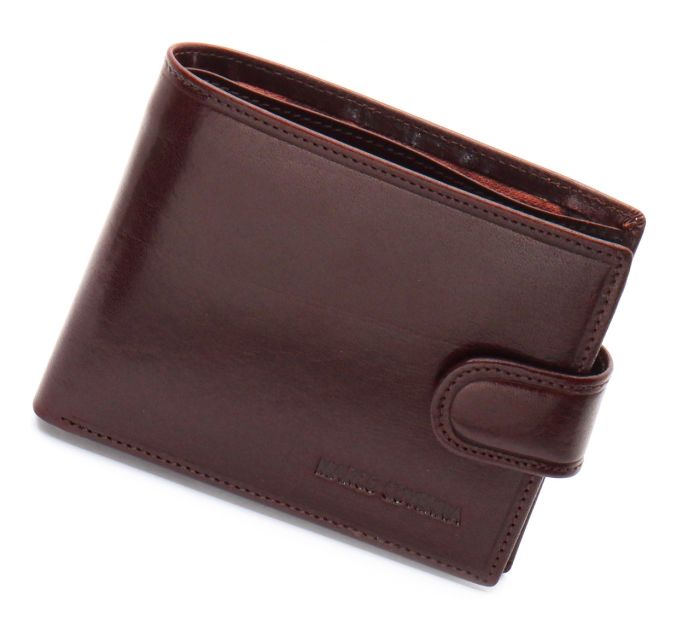 Коричневе чоловіче портмоне на кнопці з натуральної шкіри Marco Coverna B047-801