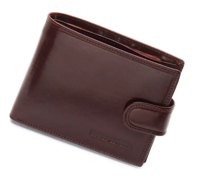 Коричневе чоловіче портмоне на кнопці з натуральної шкіри Marco Coverna B047-801