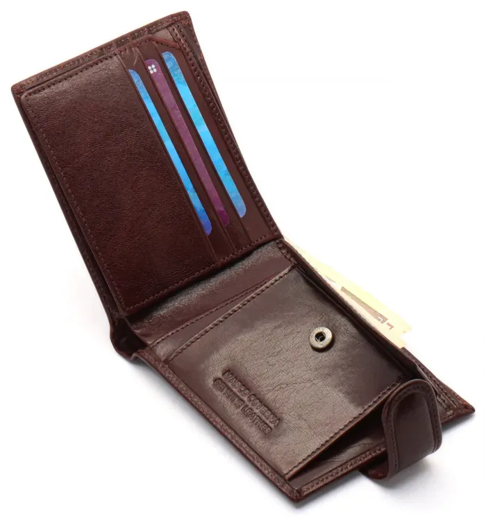 Коричневе чоловіче портмоне на кнопці з натуральної шкіри Marco Coverna B047-801