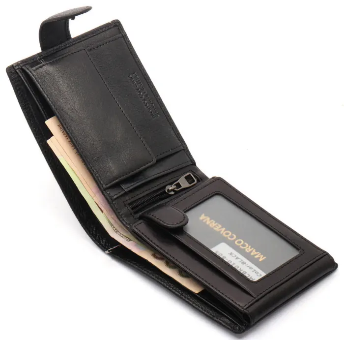 Чорне шкіряне портмоне з відділом для документів Marco Coverna MCBK10-805