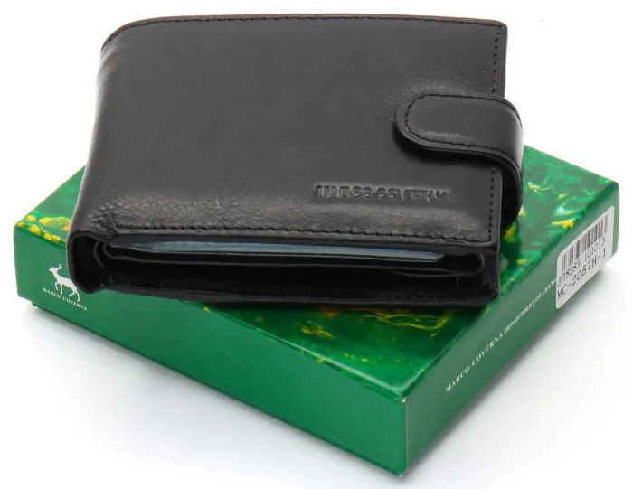 Чорне чоловіче портмоне з натуральної шкіри з візитницею Marco Coverna MC-2057H-1