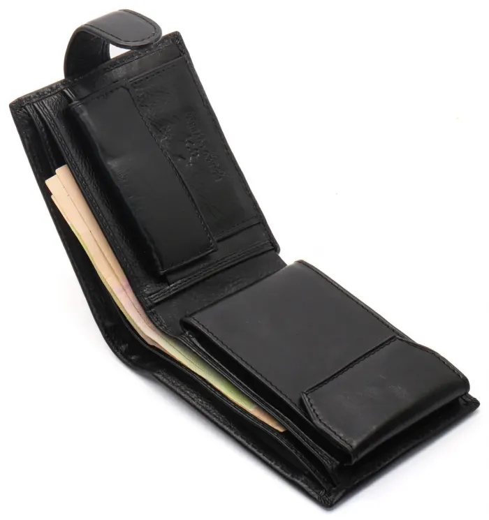 Чорне чоловіче портмоне з натуральної шкіри з візитницею Marco Coverna MC-2057H-1