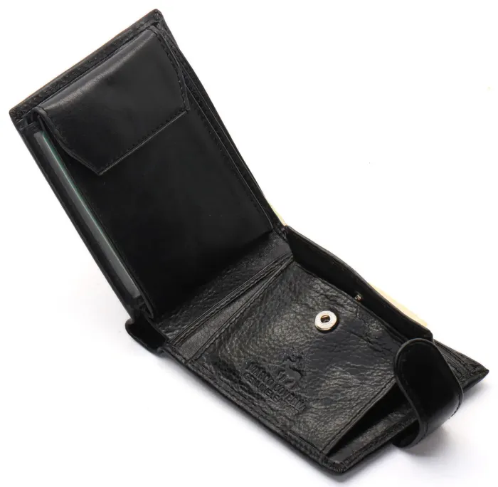 Чорне чоловіче портмоне з натуральної шкіри з візитницею Marco Coverna MC-2057H-1