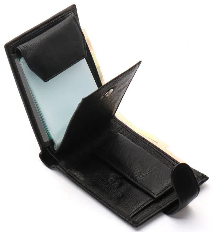 Чорне чоловіче портмоне з натуральної шкіри із візитницею Marco Coverna MC-2057-1