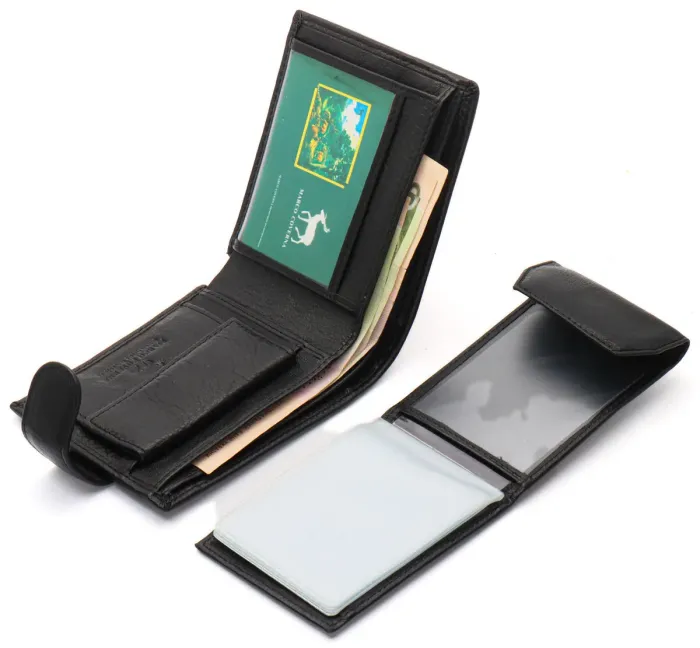 Чорне чоловіче портмоне з натуральної шкіри із візитницею Marco Coverna MC-2057-1