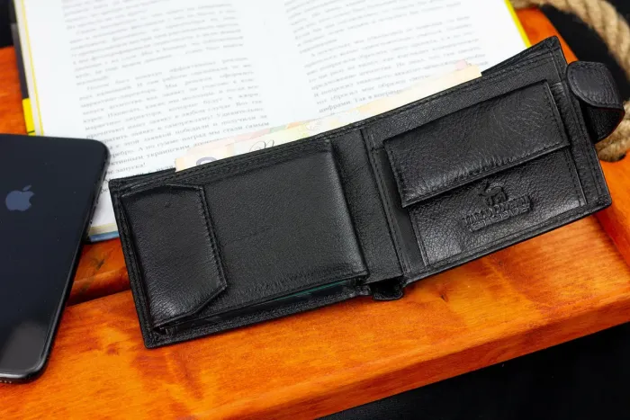 Чорне чоловіче портмоне з натуральної шкіри із візитницею Marco Coverna MC-2057-1