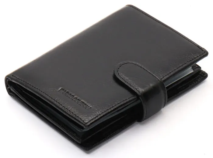 Чорне чоловіче портмоне з натуральної шкіри з відділенням під автодокументи Marco Coverna MC-2090H-1