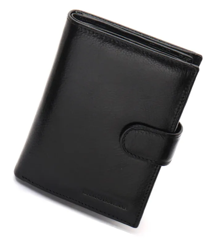 Чорне чоловіче портмоне з натуральної шкіри з відділенням під автодокументи Marco Coverna MC-2090H-1