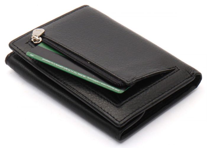 Чорний чоловічий гаманець вертикального типу з натуральної шкіри на магніті Marco Coverna MC-1286