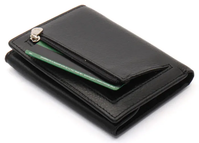 Чорний чоловічий гаманець вертикального типу з натуральної шкіри на магніті Marco Coverna MC-1286