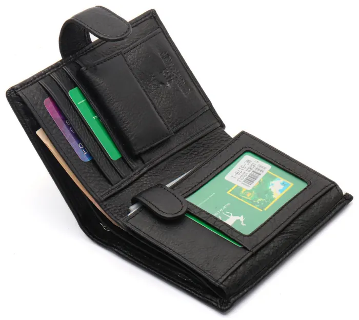 Чорний чоловічий гаманець вертикального типу з натуральної шкіри під документи Marco Coverna MC-5176-1