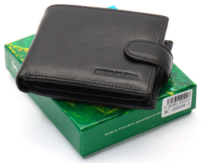 Чорне класичне портмоне з натуральної шкіри Marco Coverna MC-2003Н-1