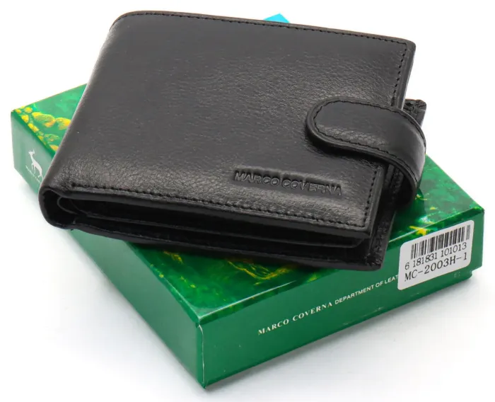 Чорне класичне портмоне з натуральної шкіри Marco Coverna MC-2003Н-1