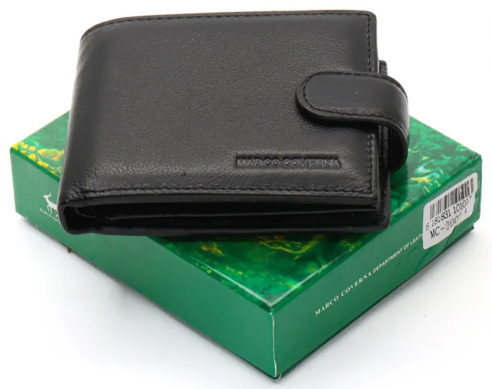 Чорне класичне портмоне з натуральної шкіри Marco Coverna MC-2003-1
