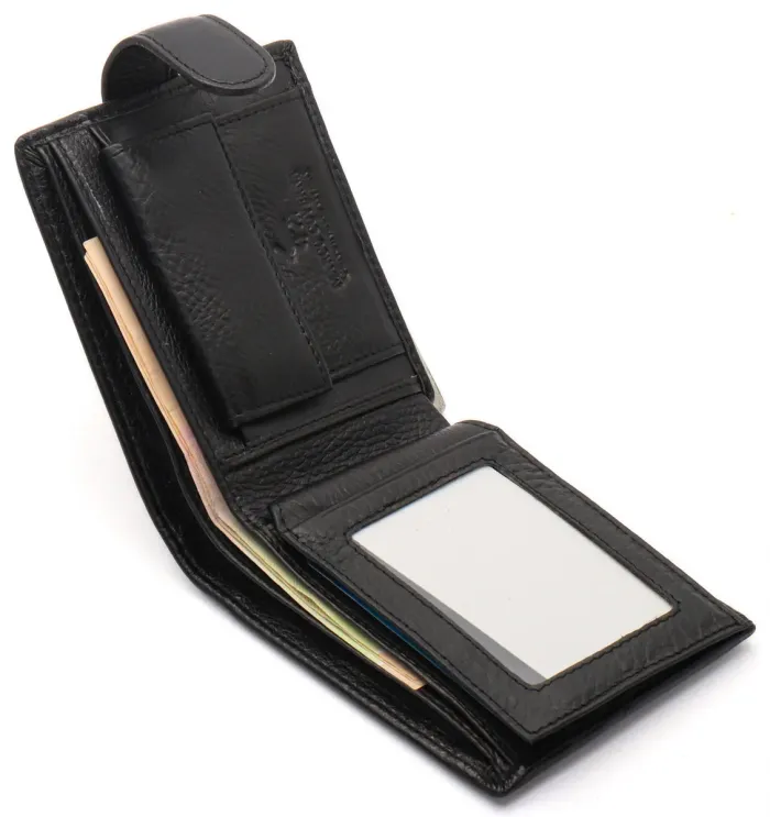 Чорне класичне портмоне з натуральної шкіри Marco Coverna MC-2003-1