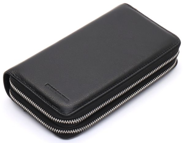 Чорний чоловічий клатч на дві блискавки з натуральної шкіри Marco Coverna MC-801-1