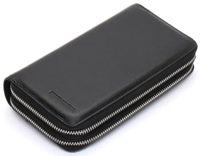 Чорний чоловічий клатч на дві блискавки з натуральної шкіри Marco Coverna MC-801-1