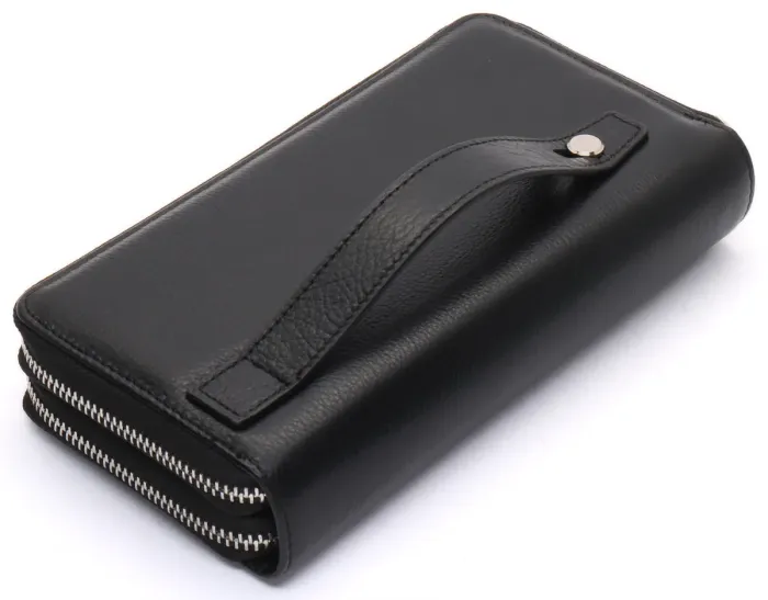 Чорний чоловічий клатч на дві блискавки з натуральної шкіри Marco Coverna MC-801-1