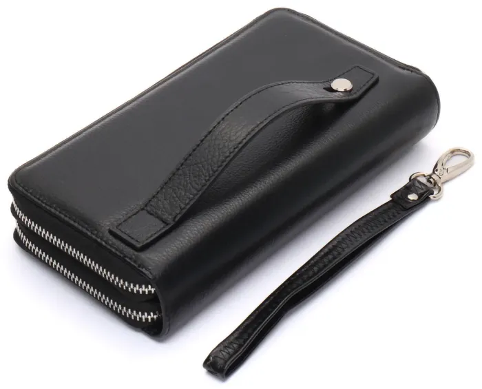 Чорний чоловічий клатч на дві блискавки з натуральної шкіри Marco Coverna MC-801-1